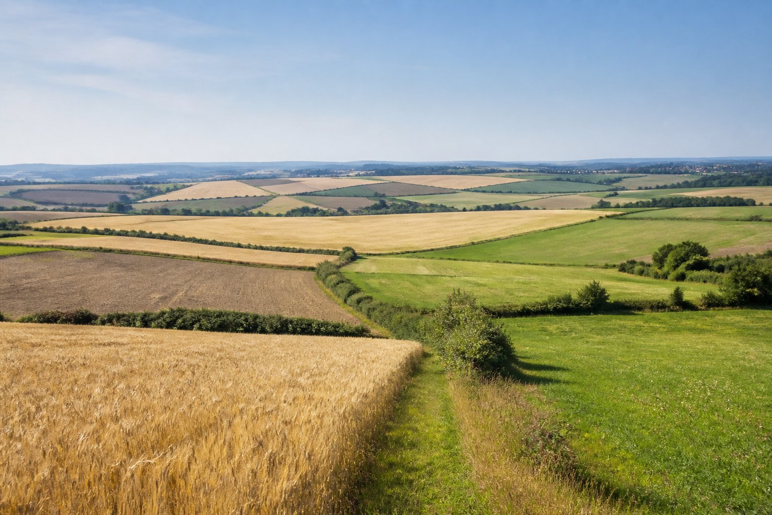 Mehrere Acker- und Wiesenparzellen in österreichischer Kulturlandschaft